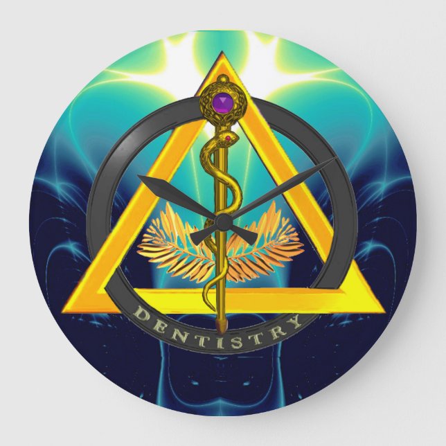 ROD OF ASCLEPIUS DENTIST DENTISTRY SYMBOL LARGE CLOCK (Front)