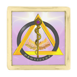 ROD OF ASCLEPIUS DENTIST DENTISTRY SYMBOL,Lilac Gold Finish Lapel Pin