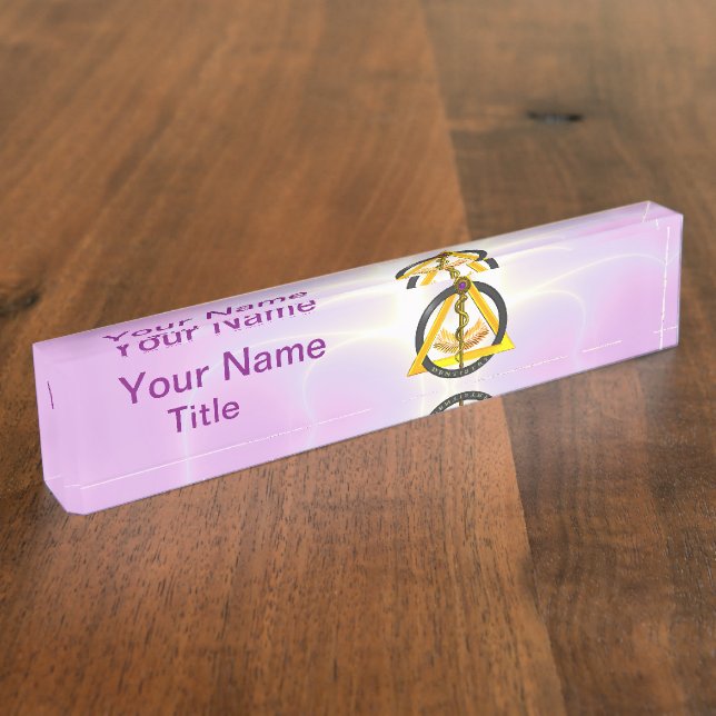 ROD OF ASCLEPIUS DENTIST DENTISTRY SYMBOL Lilac Name Plate (Side)