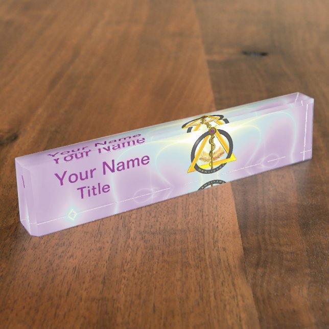 ROD OF ASCLEPIUS DENTIST DENTISTRY SYMBOL lilac Nameplate (Side)