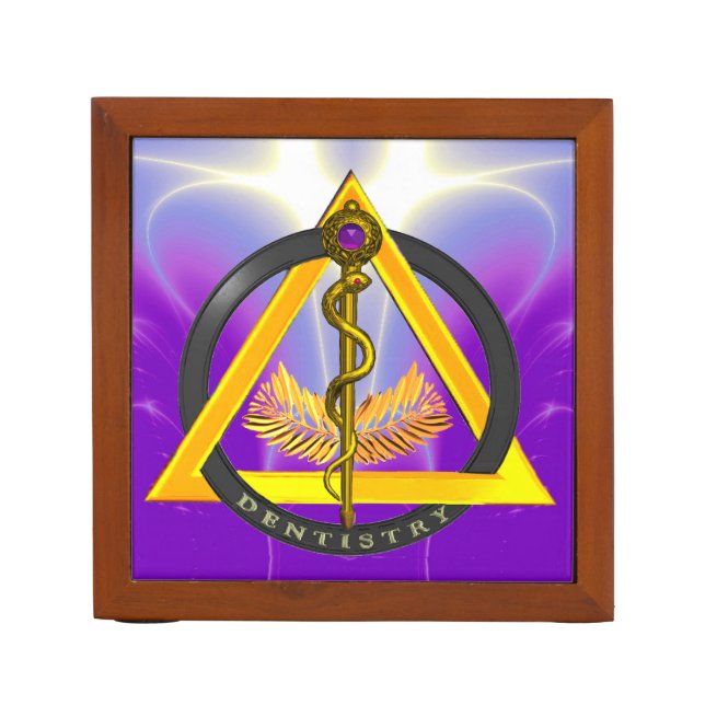 ROD OF ASCLEPIUS DENTIST DENTISTRY SYMBOL Pencil/Pen HOLDER (Front)