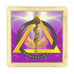 ROD OF ASCLEPIUS DENTIST DENTISTRY SYMBOL,Pink Gold Finish Lapel Pin