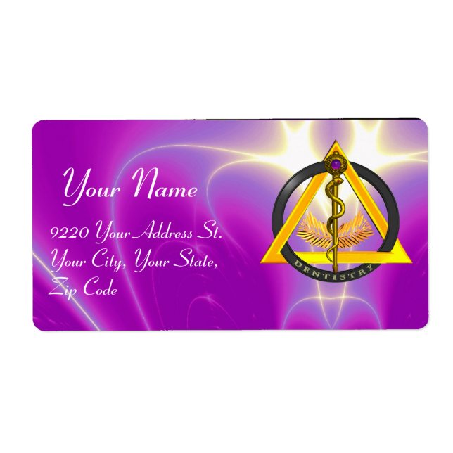 ROD OF ASCLEPIUS DENTIST DENTISTRY SYMBOL ,pink Label (Front)