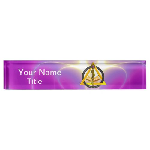 ROD OF ASCLEPIUS DENTIST DENTISTRY SYMBOL Pink Name Plate