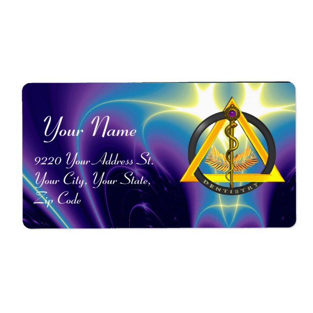 ROD OF ASCLEPIUS DENTIST DENTISTRY SYMBOL ,Purple Label (Front)