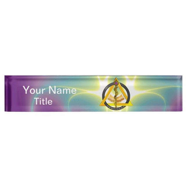 ROD OF ASCLEPIUS DENTIST DENTISTRY SYMBOL, Purple Name Plate (Front)