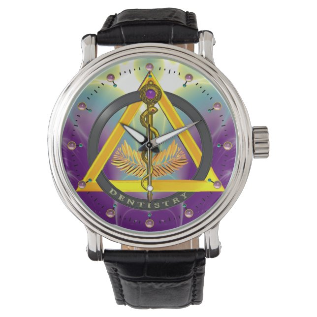 ROD OF ASCLEPIUS DENTIST DENTISTRY SYMBOL, Purple Watch (Front)