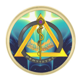 ROD OF ASCLEPIUS DENTIST DENTISTRY SYMBOL,Teal Gold Finish Lapel Pin