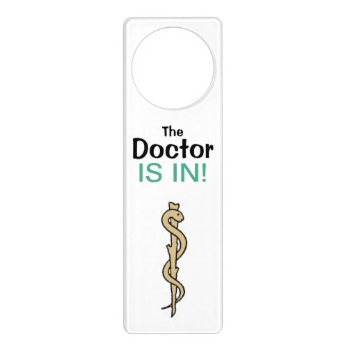 Rod of Asclepius Doctor Is In Door Hanger
