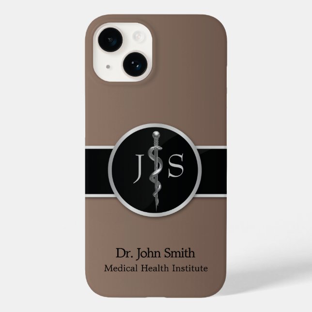 Rod of Asclepius Medical Classy Noble Silver Case-Mate iPhone Case (Back)