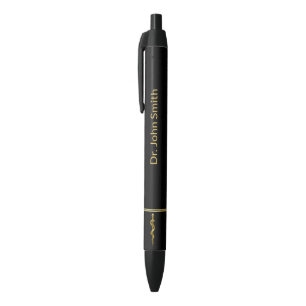 Rod of Asclepius Medical Gold on Black Classy Pen