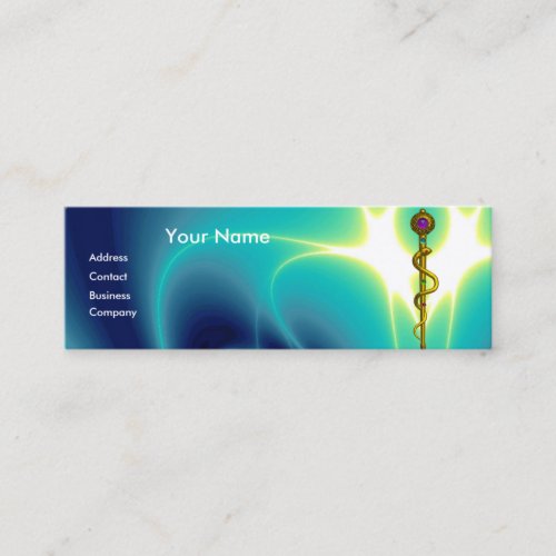 ROD OF ASCLEPIUS MEDICAL HEALTH CARE Monogram Blue Mini Business Card