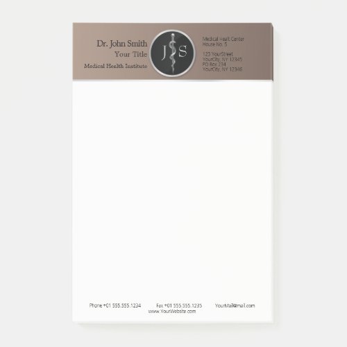 Rod of Asclepius Medical Silver Noble Classy Post_it Notes