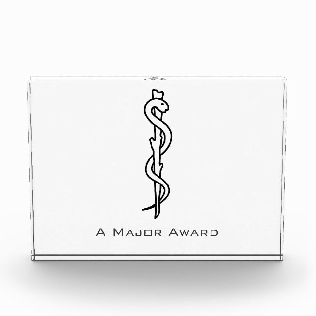 Rod of Asclepius [medical symbol] Acrylic Award (Front)