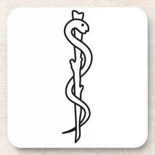 Rod of Asclepius [medical symbol] Beverage Coaster