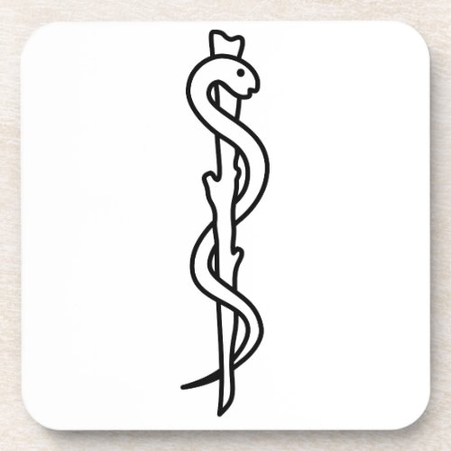 Rod of Asclepius medical symbol Beverage Coaster