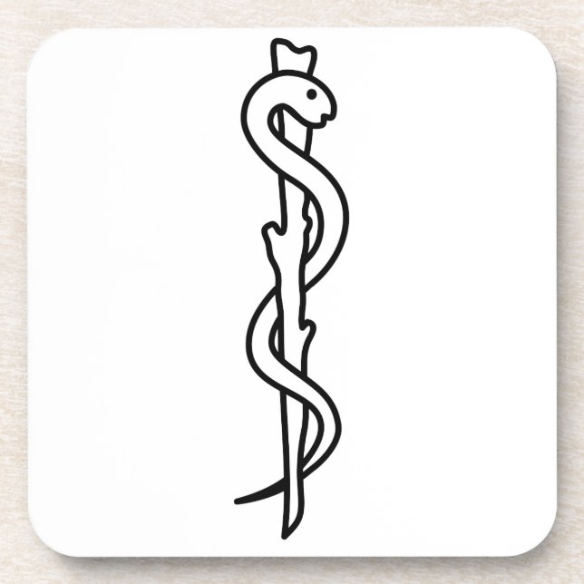 Rod of Asclepius [medical symbol] Beverage Coaster (Front)