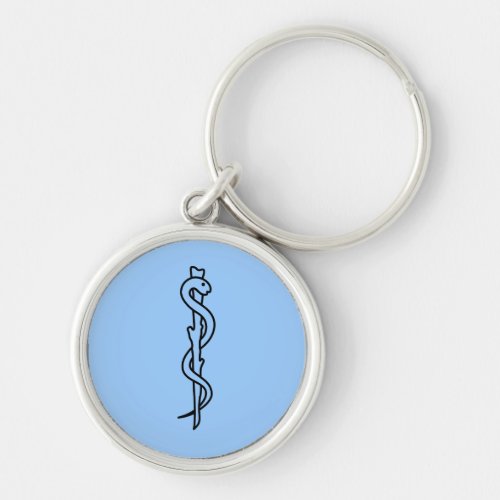 Rod of Asclepius medical symbol Keychain