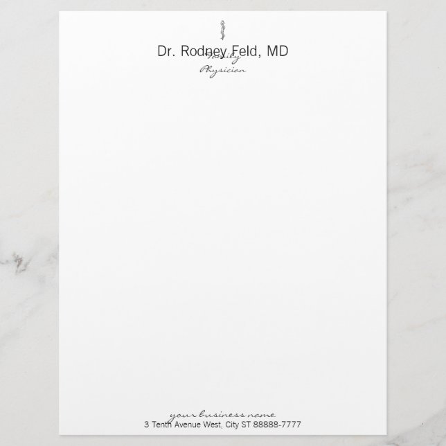 Rod of Asclepius [medical symbol] Letterhead (Front)