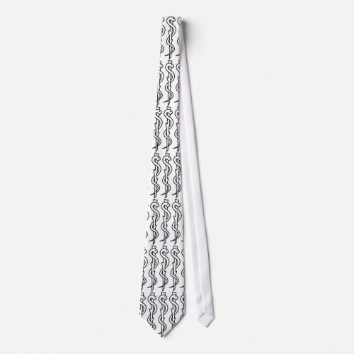 Rod of Asclepius medical symbol Neck Tie