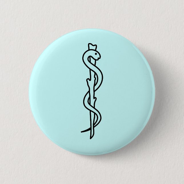 Rod of Asclepius [medical symbol] Pinback Button (Front)