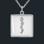 Rod of Asclepius [medical symbol] Sterling Silver Necklace<br><div class="desc">The rod of Asclepius is the dominant symbol for professional healthcare associations in the United States.</div>