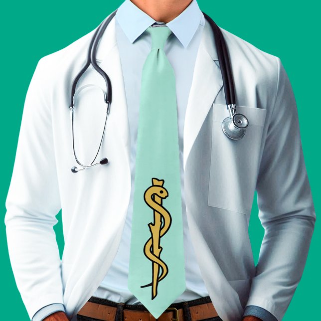 Rod of Asclepius Neck Tie (Light Scrubs Green) (Creator Uploaded)