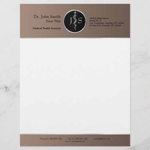 Rod of Asclepius Noble Classy Medical Silver Letterhead