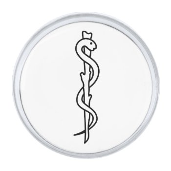 Rod Of Asclepius Silver Finish Lapel Pin by TerryBain at Zazzle
