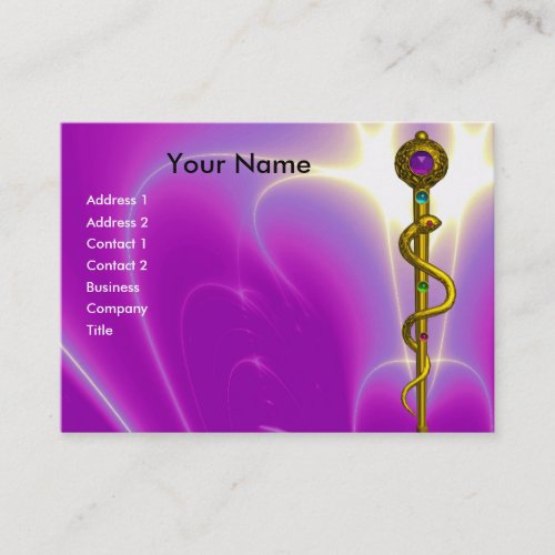 ROD OF ASCLEPIUS vibrant gold amethyst Business Card