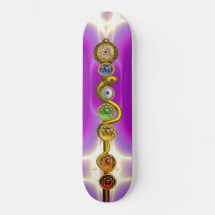 ROD OF ASCLEPIUS WITH 7 CHAKRAS ,SPIRITUAL ENERGY SKATEBOARD