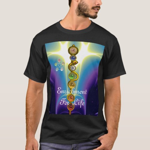 ROD OF ASCLEPIUS WITH 7 CHAKRAS SPIRITUAL ENERGY T_Shirt