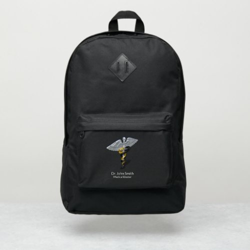 Rod of Silver Caduceus Black Gold Medical Port Authority Backpack