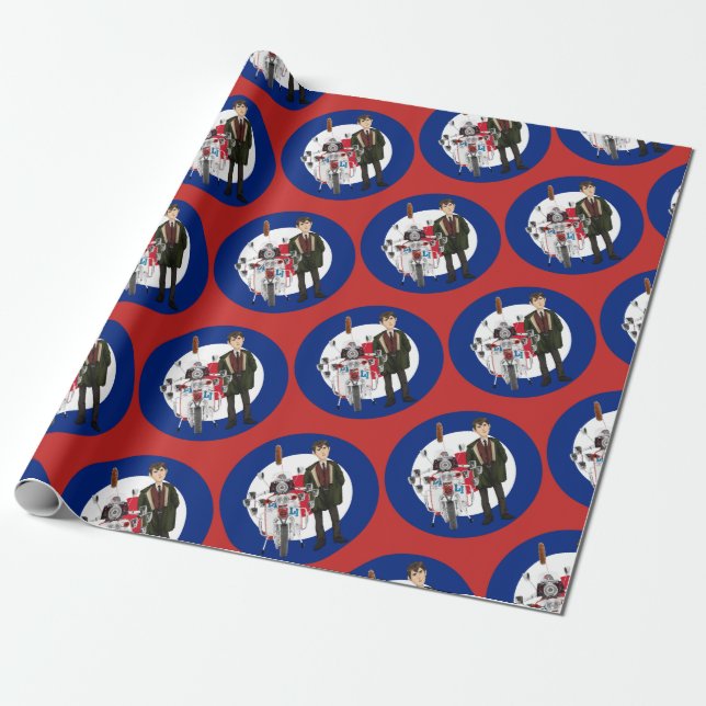Rod the Mod & Scooter Wrapping Paper (Unrolled)