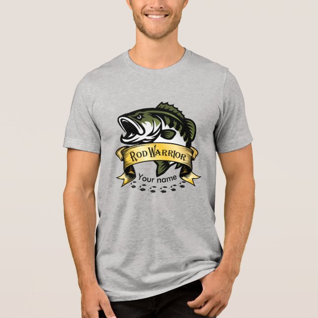 "Rod Warrior" personalized sport Bass fishing  Tri-Blend Shirt (Front)