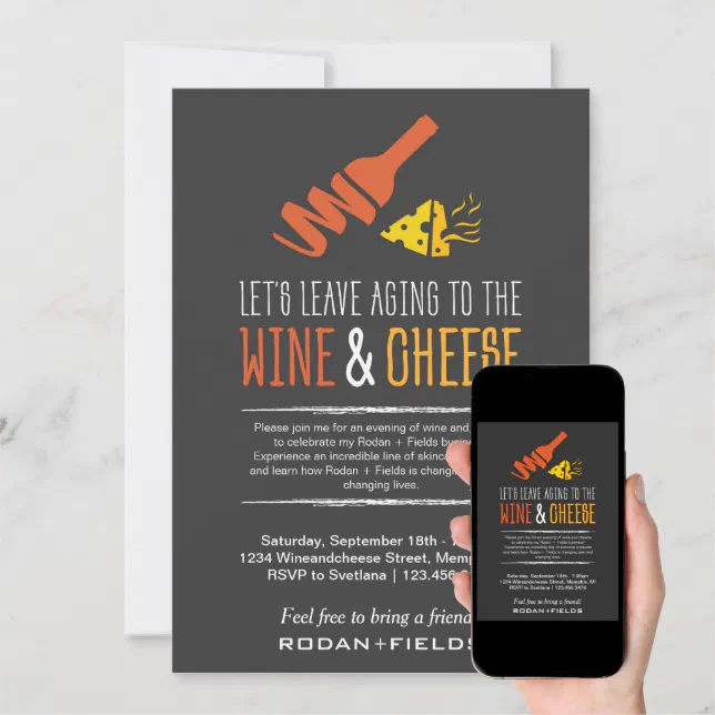 Rodan and Fields Invitation Wine & Cheese Zazzle