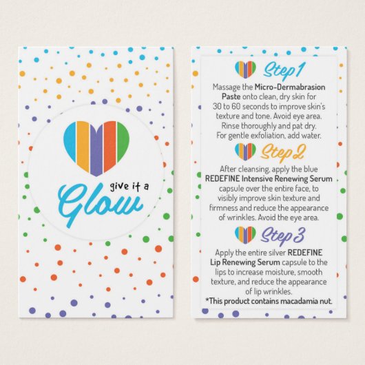 Rodan and Fields Mini Facial Cards (Front & Back)