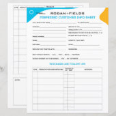 Rodan and Fields Preferred Customer Sheet (Front/Back)