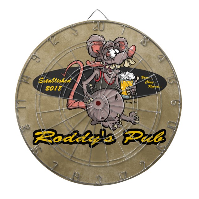 Roddy Rat Cartoon Rat Fink Graphic Beer Pub Bar Dart Board (Front)