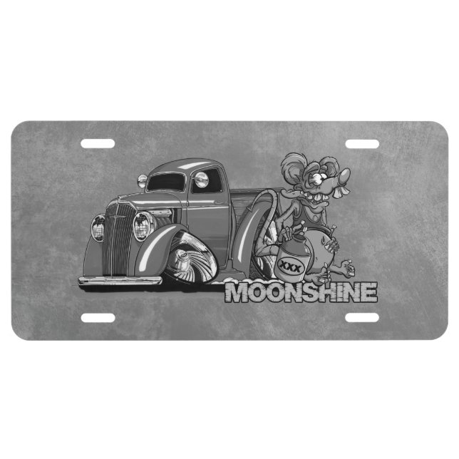 Roddy Rat Fink Cartoon Moonshine Whisky Truck License Plate (Front)