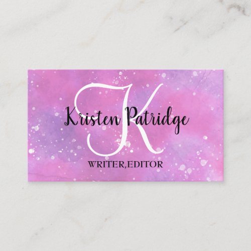 RODE GOLD PINK BLUE WATERCOLOR ABSTRACT MODERN BUSINESS CARD