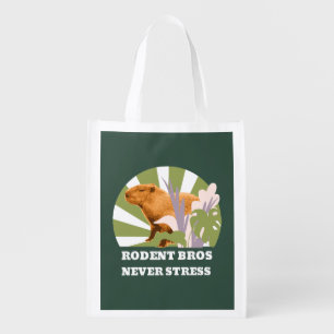 Rodent Bros Never Stress Funny Capybara Grocery Bag