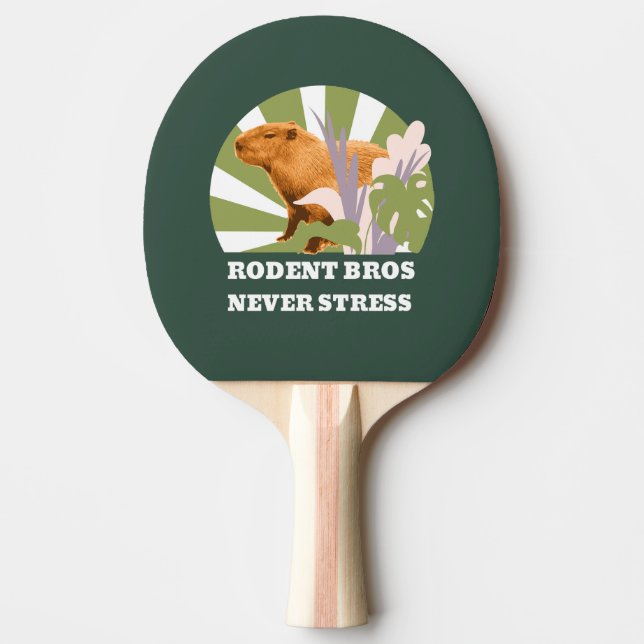 Rodent Bros Never Stress Funny Capybara Ping Pong Paddle (Front)