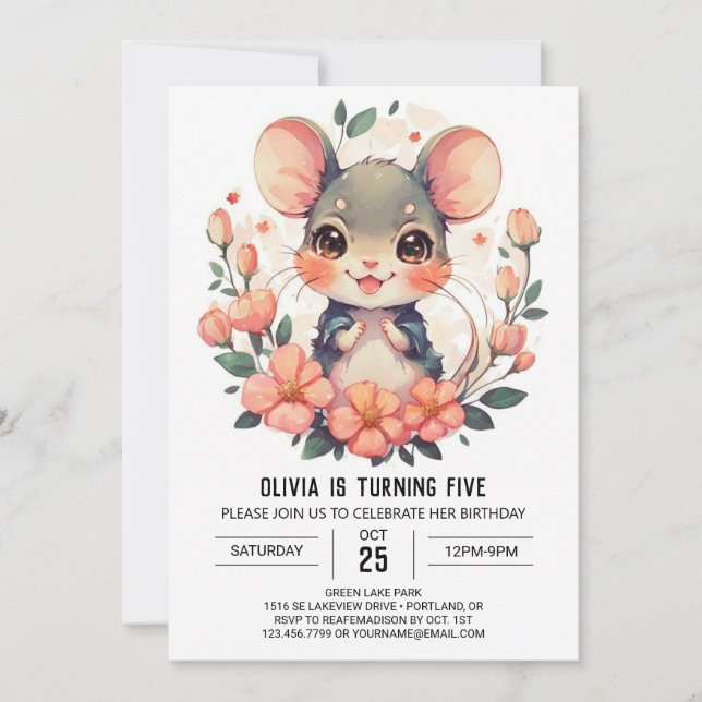 Rodent Magical Mouse Birthday  Invitation (Front)