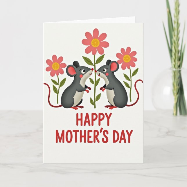 Rodent Mothers Day Illustration Card (Front)
