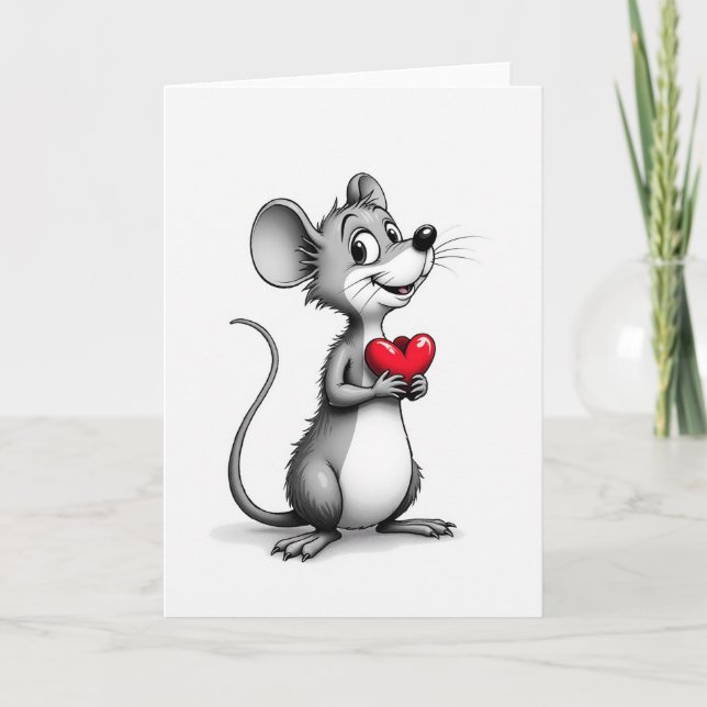Rodent Red Heart Mothers Day Card (Front)