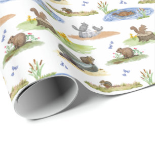 Rodent Toile Wrapping Paper (Original Colors) 