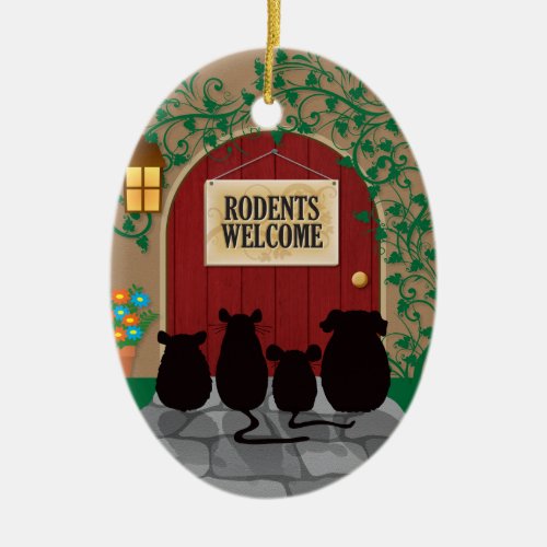 Rodents Welcome Ceramic Ornament