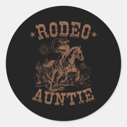 Rodeo Auntie Western Cowboy Family Matching Mother Classic Round Sticker