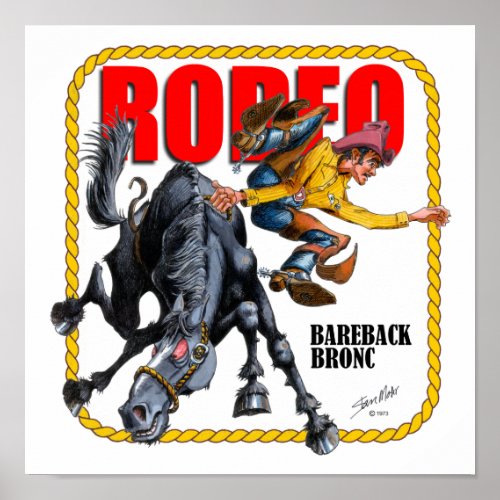 Rodeo Bareback Bronc Rider Poster